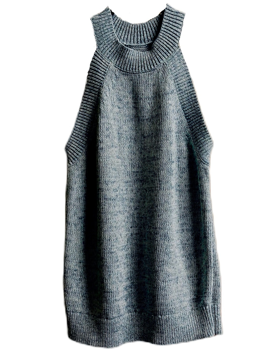 LOFT Gray Ribbed Mock Neck Knit Tank